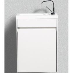 Тумба под раковину BelBagno Pietra Mini 46, 45,4х25,7х52 см, подвесная, 1 распашная дверь, МДФ, цвет: белый глянцевый, шкафчик навесной, прямоугольная, левая, в ванную комнату, левосторонняя