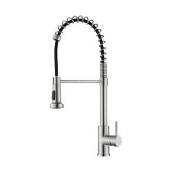 Смеситель для кухни/мойки G-lauf ZAP4-G090 однорычажный, гибкий/поворотный излив и режимом "душ" длина 216 мм, керамический, нержавеющая сталь, цвет нержавеющая сталь/черный