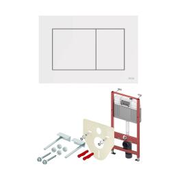 Инсталляция TECEbase 2.0 для подвестного унитаза, с кнопкой смыва TECEnow белая матовая, с креплением к стене, звукоизоляционная плита