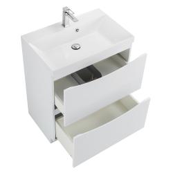 Тумба под раковину BelBagno Marino 60, 60х45х85 см, напольная, 2 выкатных ящика, МДФ, цвет: белый глянцевый, шкафчик навесной, механизм доводчика, прямоугольная