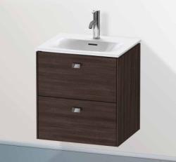 Тумба под раковину Duravit Brioso, 52х41,9х55,3 см, подвесная, 2 выдвижных ящика, ДСП, цвет: орех темный/хром, шкафчик навесной, механизм доводчика, прямоугольная, правая/левая, в ванную комнату