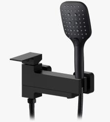 Смеситель для ванны/душа VIEIR, настенный, однорычажный, неповоротный, керамический, длина излива 200 мм, латунь, цвет черный