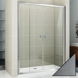 Душевая дверь Cezares Pratico, 190х185 см текстурное стекло/профиль хром, в нишу, универсальная установка, текстурное закаленное стекло, раздвижная