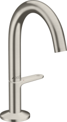 Смеситель для раковины/умывальника Axor One Select 140, однорычажный, фиксированный излив, длина излива 12,2 см, керамический, латунь, цвет под сталь, со сливным клапаном Push-Open