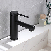 Смеситель для раковины/умывальника ABBER Emotion однорычажный, округлый, неповоротный, длина излива 125 мм, латунь, цвет черный матовый