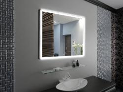 Зеркало Azario 100х70 см, с LED/ЛЕД-подсветкой, прямоугольное, выключатель сенсорный, диммер, для ванны, навесное/подвесное/настенное