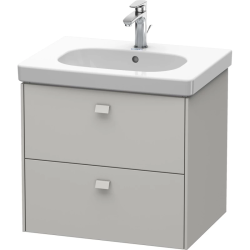 Тумба под раковину Duravit Brioso, 62х46,9х56,3 см, подвесная, 2 выдвижных ящика, ДСП, цвет: бетонно-серый, шкафчик навесной, механизм доводчика, прямоугольная, правая/левая, в ванную комнату