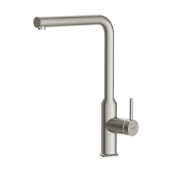 Смеситель для кухни/мойки Cersanit Flavis однорычажный, поворотный/выдвижной излив, керамический, высота 331 мм, длина 231 мм, латунь, цвет сатин