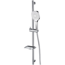 Душевой гарнитур Aquatek Вега наружного монтажа, высота 800 мм, цвет хром, комплект: стойка/лейка/шланг/мыльница, нержавеющая сталь/пластик
