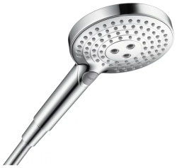 Лейка душевая Hansgrohe Raindance Select S 120 Air 3jet, настенная, круглая, с 3 режимами, регулируемая, хромированная/пластмассовая, цвет хром, ручная, для душа/ванной