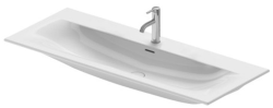 Раковина DURAVIT Viu WonderGliss 123х49х18,5 см, подвесная, прямоугольная, санфарфор, цвет белый, без отверстия под смеситель, антигрязевое покрытие, слив/перелив