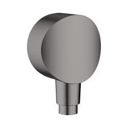 Шланговое подсоединение Hansgrohe HG FixFit S размер 6,5 см, цвет шлифованный черный хром, круглое, встроенный обратный клапан, подключение для душевого шланга, декоративная накладка, резьбовое соединение