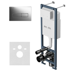 Инсталляция AM.PM ErgoFit с механической клавишей ErgoFit M цвет хром (клавиша смыва, двойного слива), система для подвесного унитаза, со скрытым смывным бачком (бак), комплект