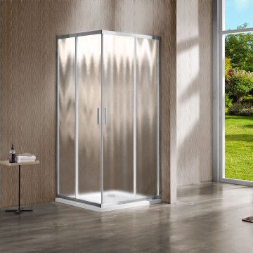 Душевое ограждение Vincea Garda  100х100х190 см, стекло шиншилла, профиль хром, левое/правое, квадратное/угловое, две двери раздвижные