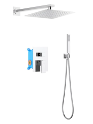 Душевая система Aquatek Либра 3 в 1 встраиваемая, цвет хром, комплект: смеситель/тропический душ (с верхней лейкой)/лейка/шланг, латунь, скрытого монтажа