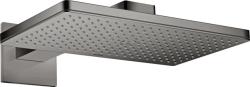 Верхний душ AXOR ShowerSolutions 460/300 1jet, с держателем, с квадратной розеткой, настенный монтаж, прямоугольный, с 1 режимом, размер 46,6х27 см, металлический, цвет: полированный черный хром, для душа/ванной