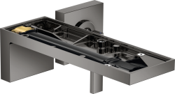 Смеситель для раковины Axor MyEdition, без панели, однорычажный, настенный/встраиваемый, скрытого монтажа, фиксированный излив, длина излива 22,1 см, керамический, латунь, цвет полированный черный хром, незапираемый сливной набор