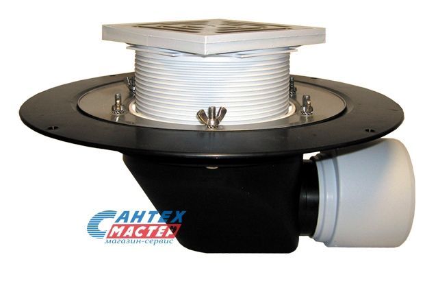 Кровельная воронка Ду75/110 для эксплуатируемой кровли, с горизонтальным выпуском, HL 64B