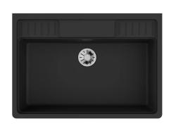 Мойка кухонная Omoikiri Kinokawa 90-GB, 63,5х90 см, врезная, из керамики (Artceramic), прямоугольная, цвет графит, без отверстия под смеситель, без крыла, слив-перелив, врезная в столещницу, для кухни