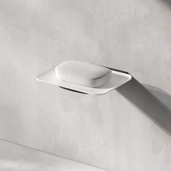 Мыльница настенная AM.PM Inspire V2.0, цвет: черный матовый, сплав металлов/стекло, прямоугольная, для душа/ванны/мыла, в ванную комнату