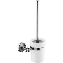 Ершик Art&Max Antic, настенный, цвет хром, без крышки, латунь/стекло, дизайнерский, округлый для туалета/унитаза, щетка для унитаза