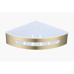 Полка Raglo R340.01.03 угловая, 205х205 мм настенная/подвесная, нержавеющая сталь/ABS-пластик, для ванных принадлежностей, в ванную/туалет/душевую кабину, цвет сатин золотой