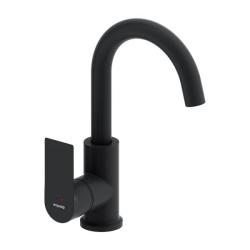 Смеситель для раковины/умывальника Damixa Apollo, однорычажный, поворотный, керамический, длина излива 140 мм, латунь, цвет черный матовый