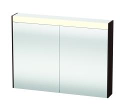 Зеркальный шкаф Duravit Brioso, 82х76х14,8 см, подвесной, цвет: каштан темный, зеркало с подсветкой LED/ЛЭД, выключатель/розетка, с 2 распашными дверцами/двухстворчатый, 2 стеклянные полки, прямоугольный