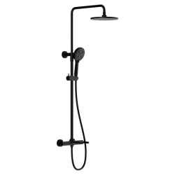 Душевая система Cersanit OLIVA (смеситель стандартный) с изливом 3 режима шланг 150 металл, цвет черный матовый, комплект: однорычажный смеситель/тропический душ