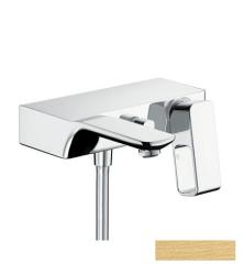 Смеситель для ванны Axor Urquiola, однорычажный, настенный, наружнего/внешнего монтажа, неповоротный, латунный, длина излива 19,8 см, керамический, цвет шлифованное золото, без душевого шланга/лейки