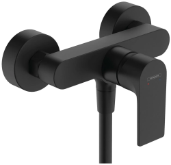 Смеситель для душа Hansgrohe Rebris E, однорычажный, керамический, настенный, наружнего/внешнего монтажа без излива, без шланга/лейки, латунь, цвет матовый черный, хромированный, на 2 отверстия