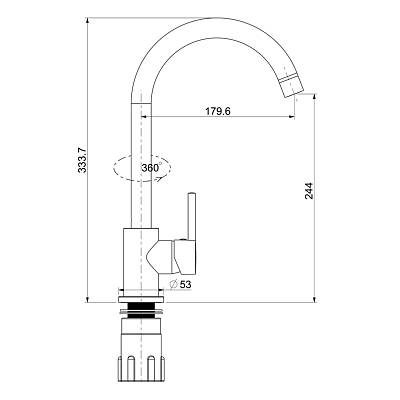 Смеситель для кухни/мойки Splenka S201.40 однорычажный, поворотный, длина излива 179,6 мм, высота излива 244 мм цвет хром, нержавеющая сталь