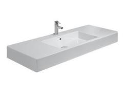 Раковина DURAVIT Vero, 125х49х17 см, мебельная/подвесная, прямоугольная, санфарфор, цвет белый, с 1 отверстием под смеситель, слив/перелив