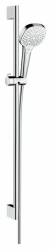Душевой гарнитур Hansgrohe Croma Select E Multi EcoSmart Unica, высота 90 см, лейка квадратная, комплект: ручной душ/душевая штанга/шланг для душа/ползунок, пластиковый, цвет хром/белый, наружного монтажа, настенный, для душа/ванной