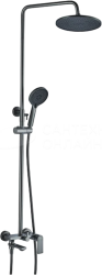 Душевая система Haiba, настенная, высота- 1216 мм, цвет пепельный, комплект: однорычажный смеситель/излив/тропический душ (с верхней лейкой)/лейка/держатель лейки/штанга/шланг, латунь, наружного монтажа