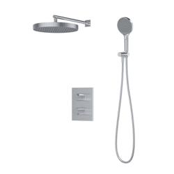 Душевая система встраиваемая IDDIS Duna цвет глянцевый хром, комплект: смеситель термостатический, верхняя лейка с тропическим душем, ручная лейка, душевой шланг 1,5 м скрытого монтажа