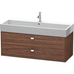 Тумба под раковину Duravit Brioso, 118,4х45,9х44,2 см, подвесная, 2 выдвижных ящика, ДСП, цвет: орех темный/хром, шкафчик навесной, механизм доводчика, прямоугольная, правая/левая, в ванную комнату