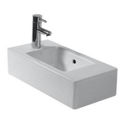 Раковина Duravit Vero, 50х25х15 см, подвесная, прямоугольная, цвет белый, санфарфор, с 1 отверстием под смеситель, слив-перелив, левая
