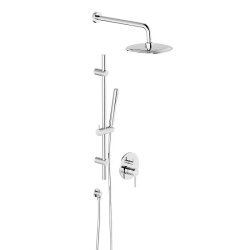 Душевая система Damixa Scandinavian Pure встраиваемая, цвет хром, комплект: смеситель/тропический душ круглый (с верхней лейкой)/лейка/шланг/штанга, латунь/ABS-пластик/ПВХ, скрытого монтажа 
