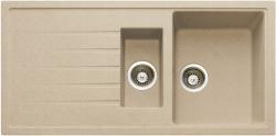 Мойка кухонная Longran Classic, 100х50х20,5 см, две чаши, врезная, искусственный гранит, прямоугольная, цвет колорадо, без отверстия под смеситель, с крылом, слив-перелив, врезная в столещницу, для кухни