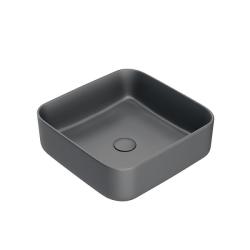 Раковина IDDIS Bridge 39х39х13 см, накладная, квадратная, керамическая/фарфоровая, цвет серый матовый, без отверстия под смеситель, без слив-перелива, умывальник