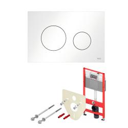 Инсталляция TECEbase 2.0 для подвестного унитаза, с кнопкой смыва TECEloop белая глянцевая, с креплением к стене, звукоизоляционная плита