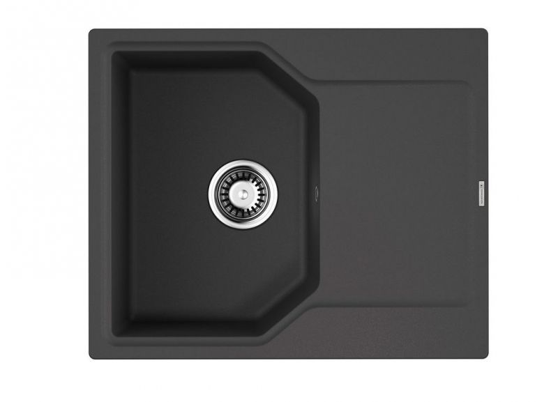 Мойка Omoikiri Yonaka 78-LB-BL Artgranit, 78х51 см, врезная, с левым/правым крылом, из искусственного камня, прямоугольная, цвет черная, без отверстия под смеситель, слив-перелив