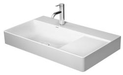 Раковина DURAVIT DuraSquare WonderGliss 80х47х14,5 см, накладная, прямоугольная, керамика DuraCeram, с крылом, чаша слева, цвет белый, 2 отверстия под смеситель, антигрязевое покрытие, без перелива, левая