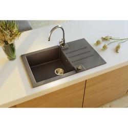 Мойка кухонная ALVEUS ROCK 130 GRANITAL CARBON-G91 78x48x18 см, врезная/встраиваемая сверху, с крылом, искусственный гранит, прямоугольная, цвет карбон, с отверстием под смеситель и для кнопки клапан-автомат Мойка кухонная ALVEUS ROCK 130 GRANITAL CARBON-G91 78x48x18 см, врезная/встраиваемая сверху, с крылом, искусственный гранит, прямоугольная, цвет карбон, с отверстием под смеситель и для кнопки клапан-автомат