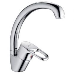 Смеситель для кухни/мойки Ledeme H50 однорычажный, керамический, с поворотным изливом, латунь, цвет хром, кухонный, хромированный, вертикальный, однорукий, одноручный, однозахватный, одноручковые, кран, комплект, сантехника, водопроводные, размер