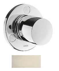 Вентиль Axor Uno Trio/Quattro запорный/переключающий, скрытого монтажа, настенный, круглый, латунь, цвет: шлифованный никель, встраеваемый/встроенный, для ванны/душа