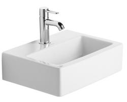 Раковина DURAVIT Vero, 45х35х16 см, накладная, медицинская, прямоугольная, санфарфор, цвет белый, с 1 отверстием под смеситель, без перелива