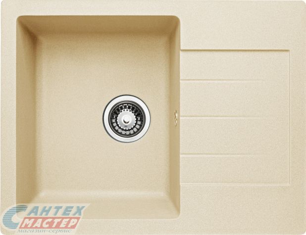 Мойка Granicom 64х49, врезная, с крылом оборачиваемая, из искусственного камня, прямоугольная, цвет шампань, без отверстия под смеситель, слив-перелив, для кухни, прямая, встроенная