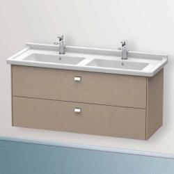 Тумба под раковину Duravit Brioso, 122х46,9х56,3 см, подвесная, 2 выдвижных ящика, ДСП, цвет: лен/хром, шкафчик навесной, механизм доводчика, прямоугольная, правая/левая, в ванную комнату